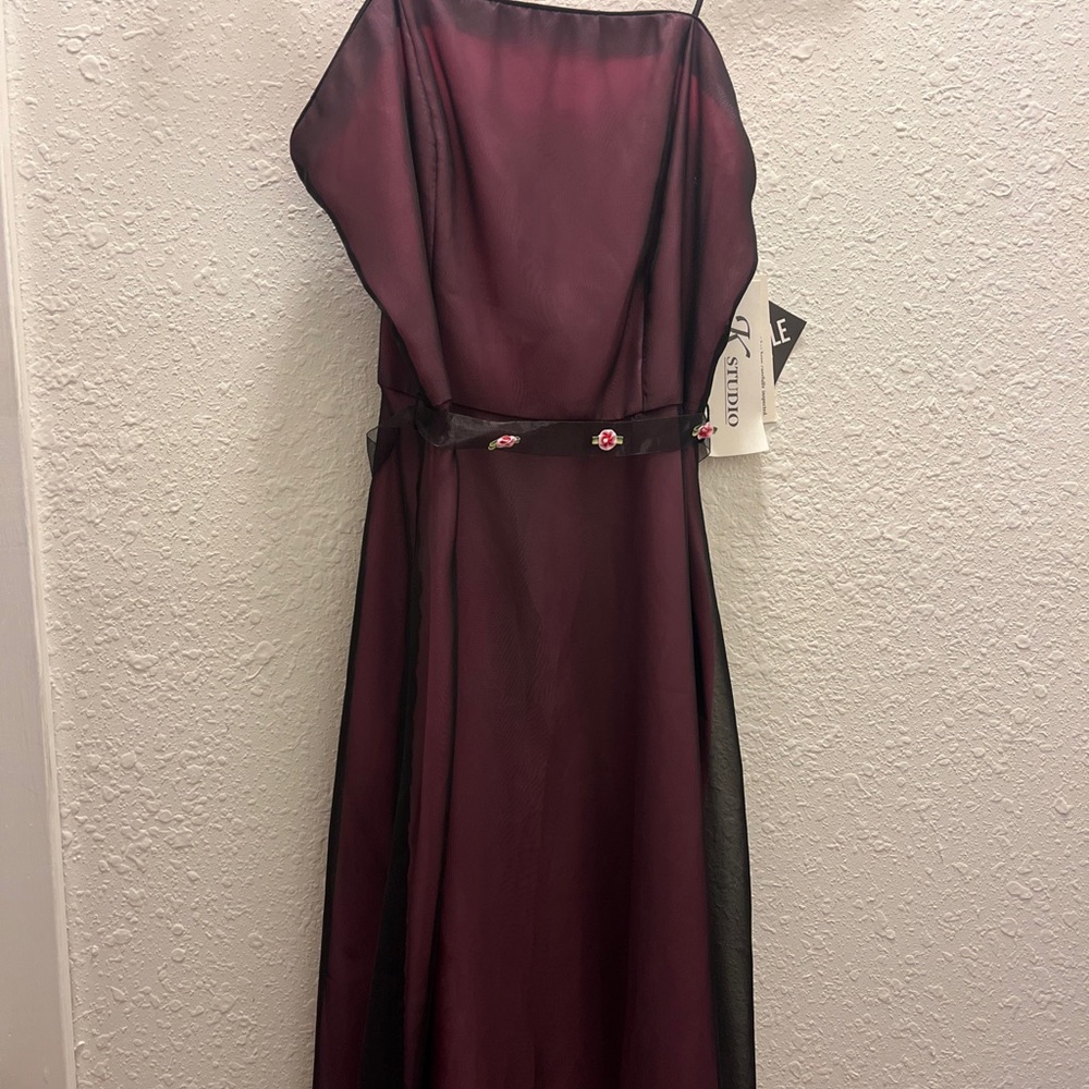 K Studio Pink And Black Size 8 Dress Wedding / Prom Wine Organza Dress New